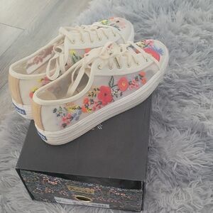 Keds Women's Floral Canvas Sneakers - Cream and Multicolor